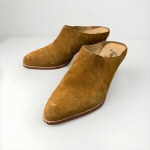 Free People Frontier Western Mules Women's EU 37 in Camel Suede Block Heel